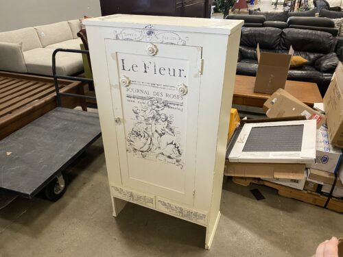 Vintage "Le Fleur" Hand Painted Cherubim Cabinet