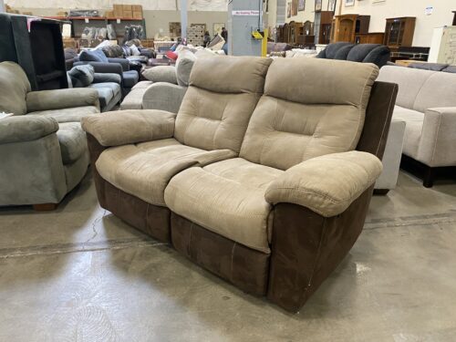 Shades of Brown Plush Double Recliner Loveseat