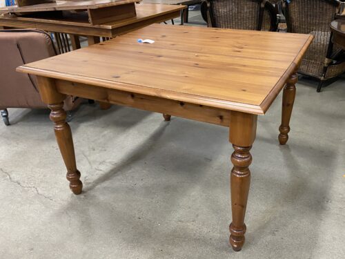 Spindle Legged Warm Toned Square Dining Table