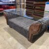 Dark Leaf Woven Glass Top Table