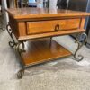 Paneled Wood Side Table w/ Metal Legs