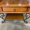 Paneled Wood Side Table w/ Metal Legs