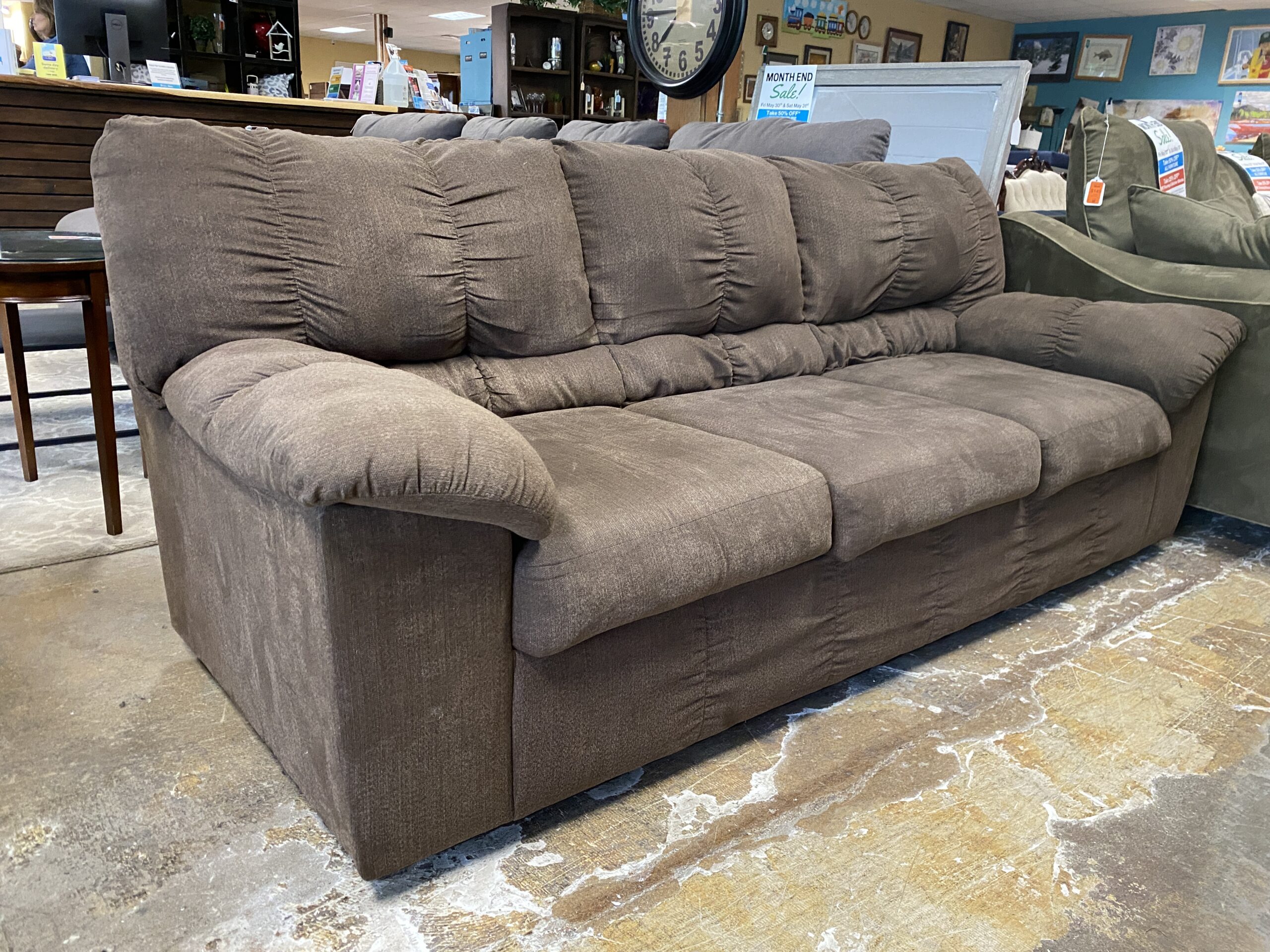 ASHLEY FURNITURE Plush Brown 3 Seat Sofa