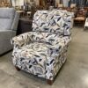 LA-Z-BOY Laural Blue and Gold Leaf Lean-Back Recliner