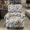 LA-Z-BOY Laural Blue and Gold Leaf Lean-Back Recliner