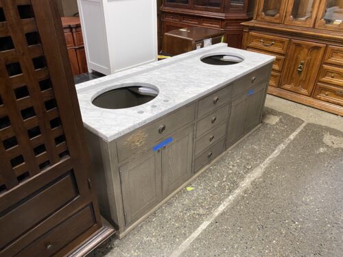 RESTORATION HARDWARE Maison Double Grey Marble Topped Vanity