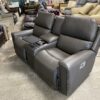 LA-Z-BOY Charcoal Grey Leather Power Reclining Sofa with Wireless Charging Pad
