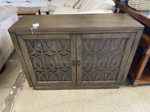 Golden Brown Intricate Side Cabinet with Infinite Loop Handles