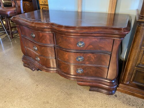 Traditional Brown Bow-Front Dresser