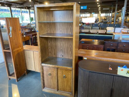 Tall Bookcase with Open Shelving and Bottom Doors