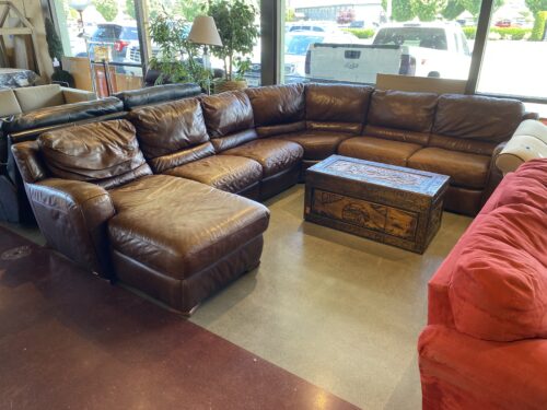 NATUZZI Large Brown Leather Sectional