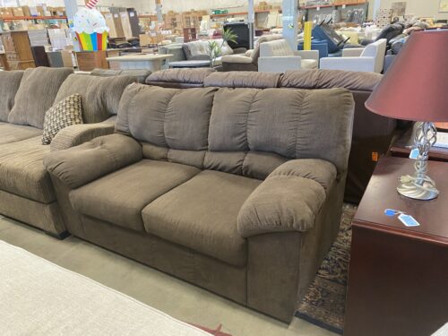 Dark Brown Fabric Loveseat