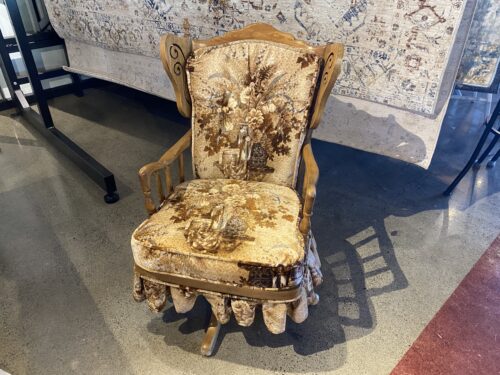 Floral Velvet Swivel Chair