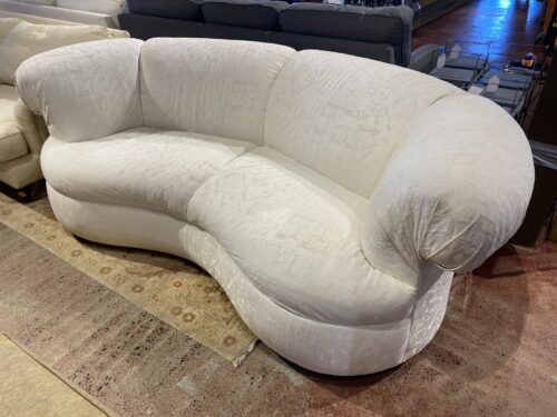 Curved Overstuffed White Couch