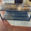 Industrial Style Wood and Metal Coffee Table with Mesh Shelf