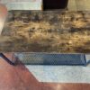 Industrial Style Wood and Metal Coffee Table with Mesh Shelf