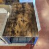 Industrial Style Wood and Metal Coffee Table with Mesh Shelf