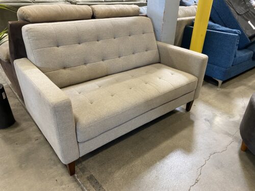 Tufted Grey Fabric Loveseat