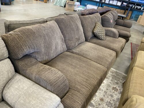 Wide Brown Striped Fabric Sofa