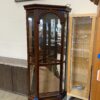 Dark Cherry Stained Corner Display Cabinet with Sliding Door