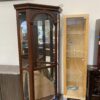 Dark Cherry Stained Corner Display Cabinet with Sliding Door