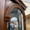Dark Cherry Stained Corner Display Cabinet with Sliding Door