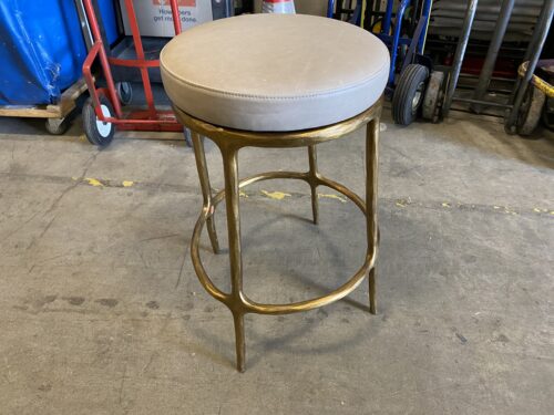 RESTORATION HARDWARE Thaddeus Backless Leather Swivel Counter Stool