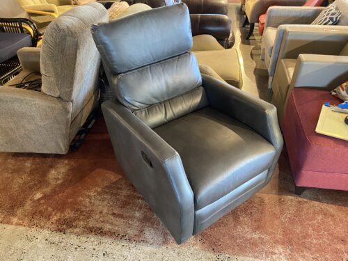 Grey Leather Rocking Recliner Chair