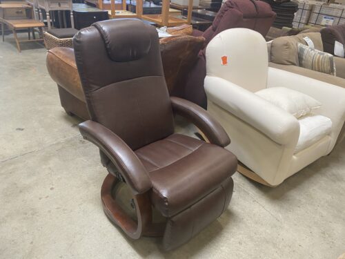 Repro Charles Euro Reclining Brown Leather Chair
