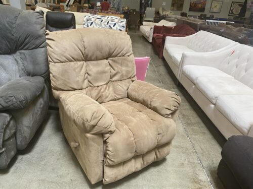 Checkered Tan Manual Recliner