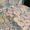 Glass Dining Table with Teal Base and Four Matching Chairs