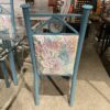 Glass Dining Table with Teal Base and Four Matching Chairs