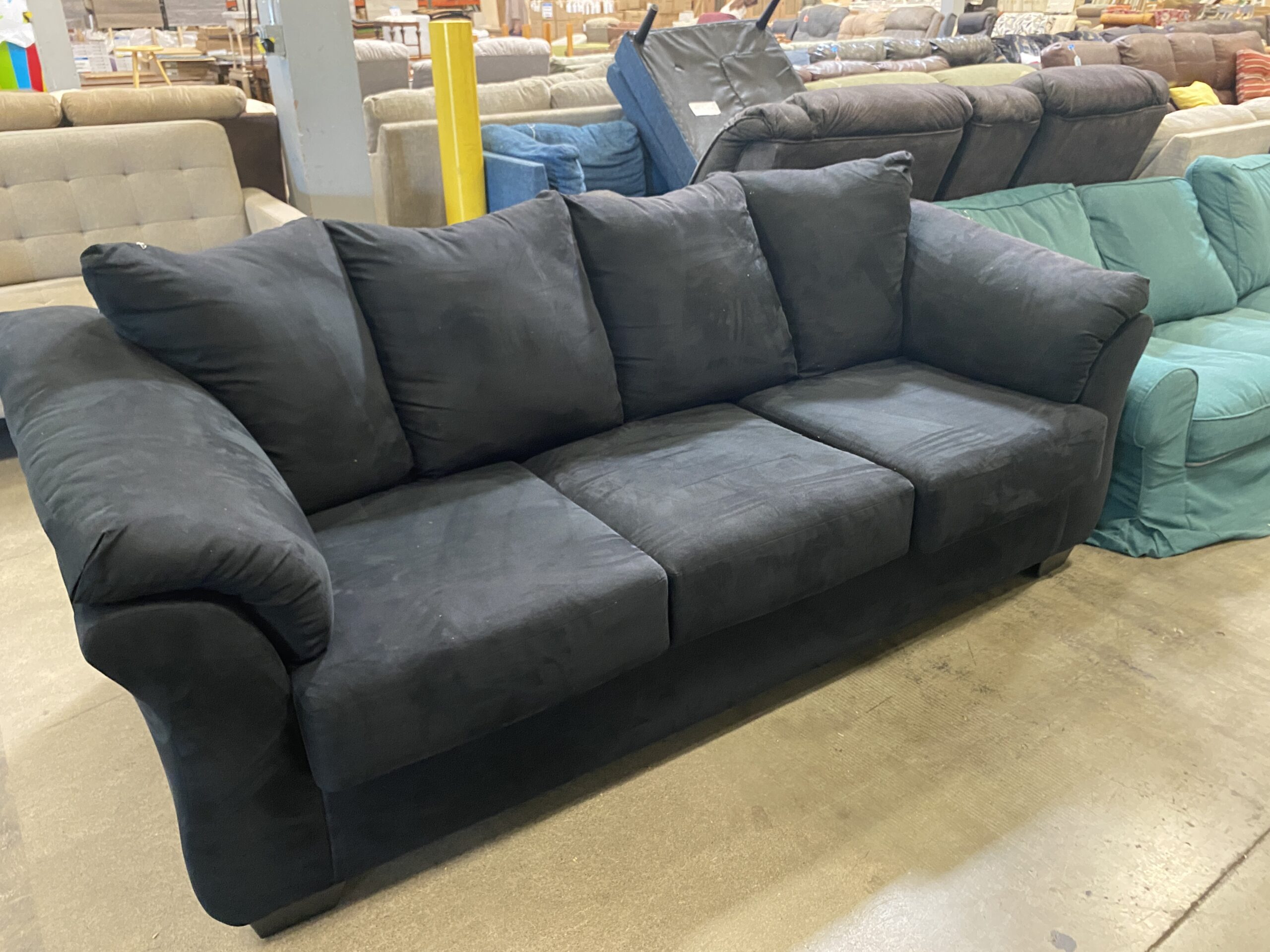 ASHLEY FURNITURE Black Darcy 3 Seat Sofa