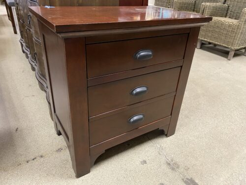 Dark Cherry Stained 2 Drawer Nightstand
