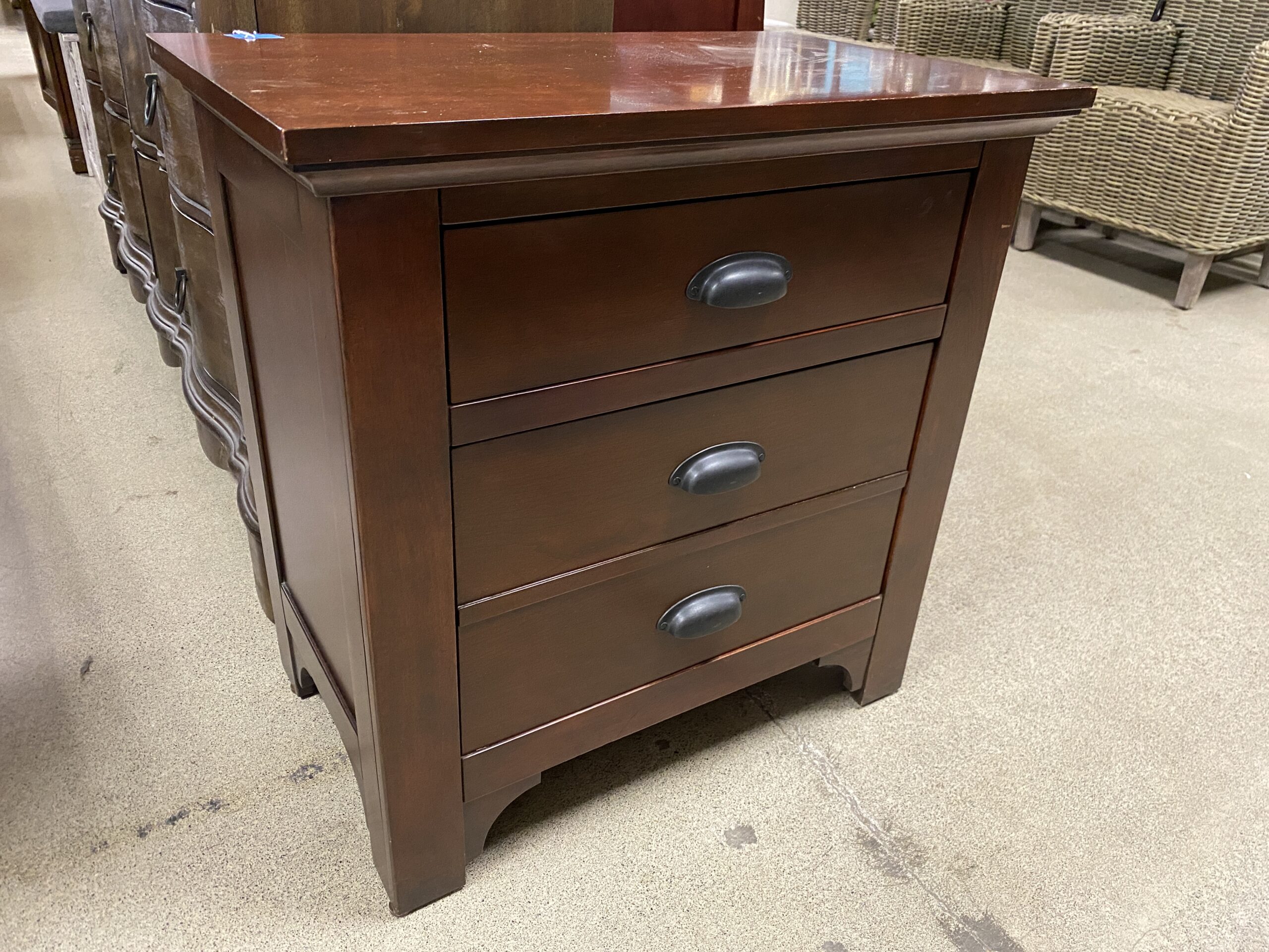 Dark Cherry Stained 2 Drawer Nightstand