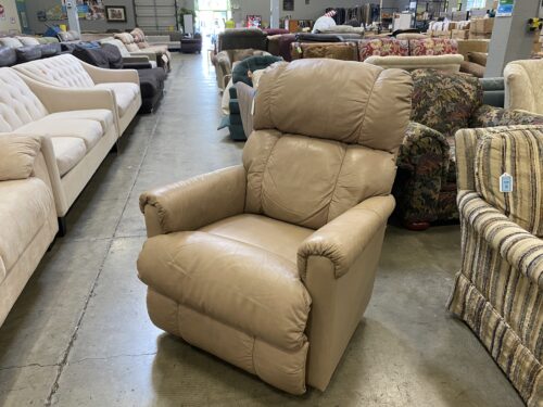 Light Tan Leather Rocking Power Recliner