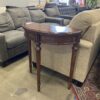 ETHAN ALLEN Dark Wood Half Circle Accent Table with Floral Paintings