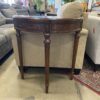 ETHAN ALLEN Dark Wood Half Circle Accent Table with Floral Paintings
