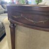 ETHAN ALLEN Dark Wood Half Circle Accent Table with Floral Paintings