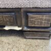 WANEK Grey Fabric Loveseat w/ Large Brass Nailhead Trim