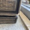 WANEK Grey Fabric Loveseat w/ Large Brass Nailhead Trim