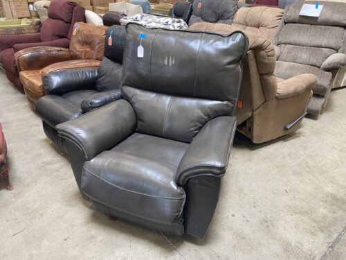 LA-Z-BOY Deep Grey Leather Rocking Manual Recliner