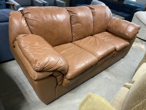 Dusty Orange Faux Leather 3 Seat Sofa