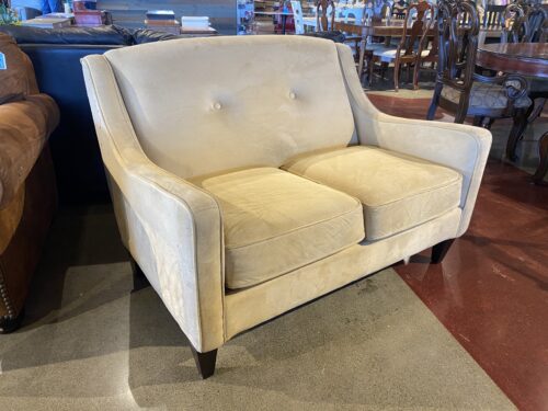 Plush Tan Button Back Loveseat