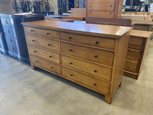 POTTERY BARN Polished Wood Rustic 8 Drawer Dresser