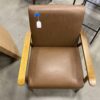 ANJI LONGWIN Brown Faux Leather Wood Framed MCM Chair
