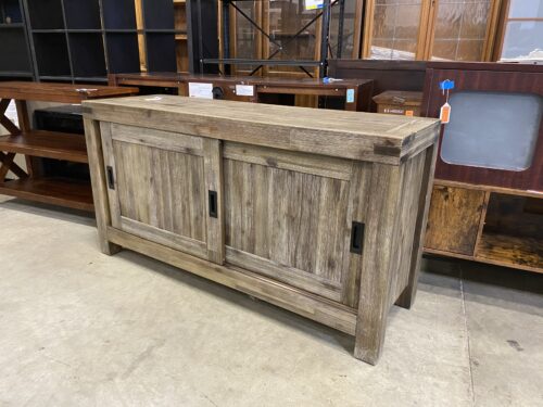 Aged Wood Look Barn Door Media Center
