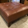 Square Burgundy Faux Leather Ottoman
