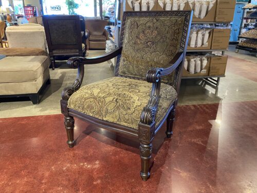 Elegant Ornate Wood Frame Armchair