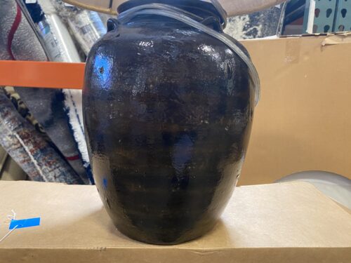Brown Cermaic Pot Based Lamp with Burlp Shade